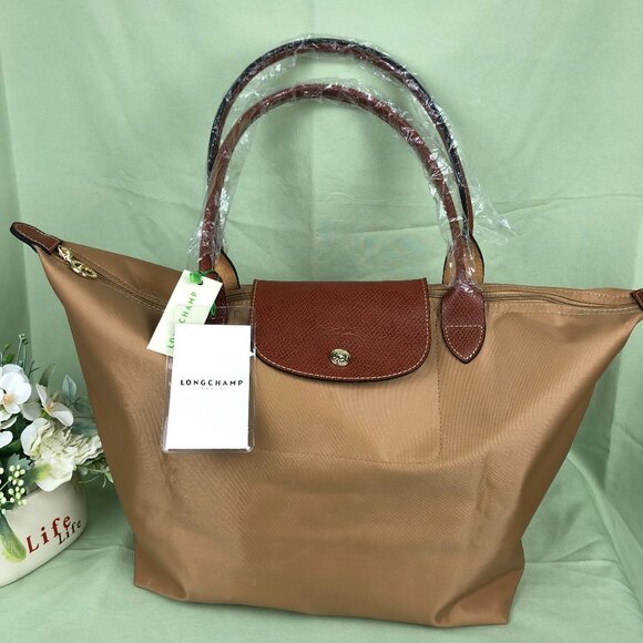Longchamp Le Pliage Original Large shoulder Tote-sand-Nylon-NWT - Picture 1 of 8